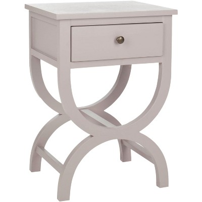 Dalat Vintage White Poplar Wood Night Table with Zinc Knob