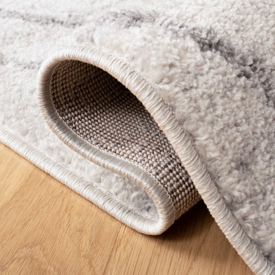 Ivory and Gray Geometric Synthetic Runner Rug 2'6" x 6'