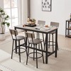 Oversart Bar Table Set with 4 Bar stools PU Soft seat with backrest, Grey, 47.24" L x 23.62" W x 35.43" H - 2 of 4