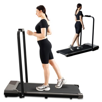 HFYee Silent Walking Pad 320 LB Capacity with LED Display and Armrests, Under Desk Treadmill Portable Design Treadmill for Home, 0.6 to 5 MPH, Gray