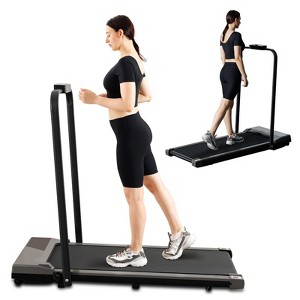 HFYee Silent Walking Pad 320 LB Capacity with LED Display and Armrests, Under Desk Treadmill Portable Design Treadmill for Home, 0.6 to 5 MPH, Gray - 1 of 4