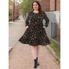 Women's Plus Size Floral Pleated Tiered Crew Neck Long Sleeve Casual Midi Dress with Pocket - Agnes Orinda - 3 of 4