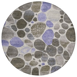 Chocolate Ivory And Purple Geometric Washable Indoor Outdoor Area Rug - 1 of 4