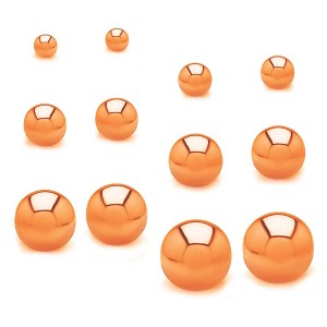 ELYA Women's Polished Ball Stainless Steel Stud Earrings - 6 Pair set - 1 of 2