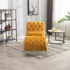 Okak Luxurious Velvet Button Tufted Chaise Lounge Chair with Transparent Feet,Comfy Upholstered Accent Chair for Bedroom,Living Room,Office - 2 of 4
