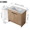NicBex Bathroom Vanity with Ceramic Sink,Bathroom Sink Vanity with Storage Cabinets,Bathroom Sink Cabinet for Bathroom,White/Brown - 3 of 4