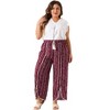 Agnes Orinda Women's Plus Size Split Elastic Waist Flowy Striped Casual Wide Leg Fashion Pants - 3 of 4