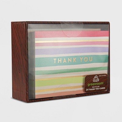 24ct Rainbow Stripe Blank Thank You Cards