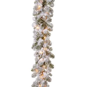 National Tree Company Pre-Lit 'Feel Real' Artificial Christmas Garland, Green, Camden, White Lights, With Pine Cones, Berry Clusters, Plug In,9 Feet