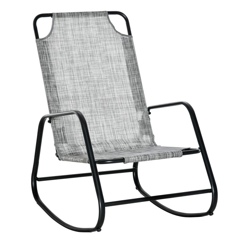 Outsunny Garden Rocking Chair, Outdoor Indoor Sling Fabric Rocker for Patio, Balcony, Porch, 1 of 7