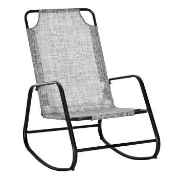 Outsunny Garden Rocking Chair, Outdoor Indoor Sling Fabric Rocker for Patio, Balcony, Porch