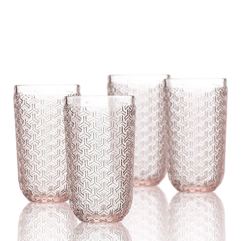 Elle Decor Bistro Key 14 oz. Highball Glass Drinkware, Set of 4, 1 of 6