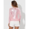 Allegra K Women's Long Sleeve Puff Sleeve Party Glitter Shiny Metallic Tops - 4 of 4