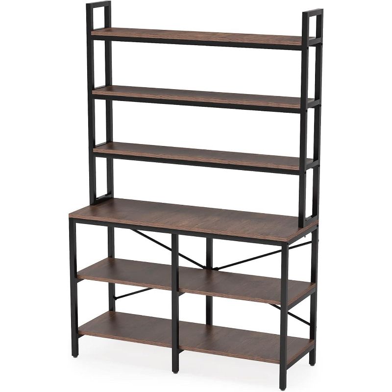 Tribesigns Industrial 6-tier Bookshelf, Storage Rack with X-shaped Frame, Rustic Bookcase for Living Room, Bedroom, Office, 1 of 7