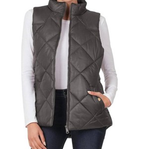 Women's Diamond Quilted Vest - ZENANA - 1 of 3