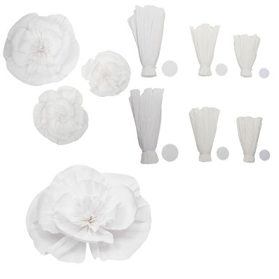 Okuna Outpost 6 Pack White 3D Wall Flowers for Birthday Party Backdrop or Wedding (3 Sizes)