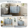 Whisen Modern Minimalist Nightstand with 2 Storage Drawer, Golden Metal Handles and Legs, Unique Textured Design - 3 of 4
