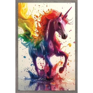 Trends International Ray Heere - Rainbow Unicorn Framed Wall Poster Prints - 1 of 4