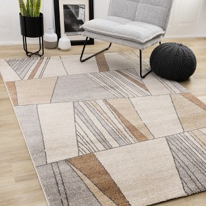 Rug Branch Contemporary Geometric, Stripes White Indoor Area Rug - 1 of 4