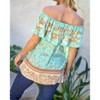 Women's Printed Off Shoulder Smocked Top - DAVI & DANI - 3 of 4