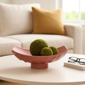 Artistic Curved Shape Porcelain Tray - Perfect for Trinket, Jewelry, and Vanity - Modern Decorative Tray for Centerpiece Table Decorations - 5" Red - 1 of 4