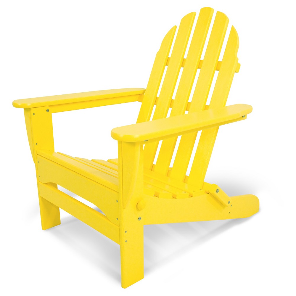 POLYWOOD Classic Folding Patio Adirondack Chair Yellow For Sale