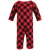 Hudson Baby Infant Girl Thermal Coveralls 2pk, Buffalo Plaid Leopard - 3 of 4