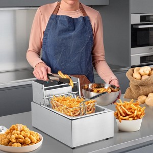 Deep Fryer Extra - 6L Oil Capacity, High-End Model with Oil Drain Valve, 120V, 1800W, Basket and Lid, Stainless Steel Easy to Clean - 1 of 4