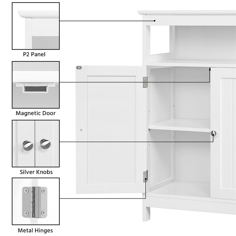 Yaheetech Wooden Bathroom Floor Cabinet with Adjustable Shelves, 5 of 11