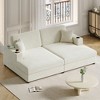 Whisen 86" Oversized Loveseat Chaise Lounge Sectional Sofa Bed Corduroy Sleeper Sofa with USB Ports, Cup Holders and Throw Pillows - 2 of 4