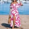 Women's Off-Shoulder Ruffle Smoked Waist Printed Maxi Dress - Cupshe - 4 of 4