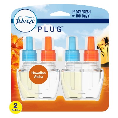 Febreze Plug Air Freshener Plug In Refill, Hawaiian Aloha with Fade Defy Technology - 2ct