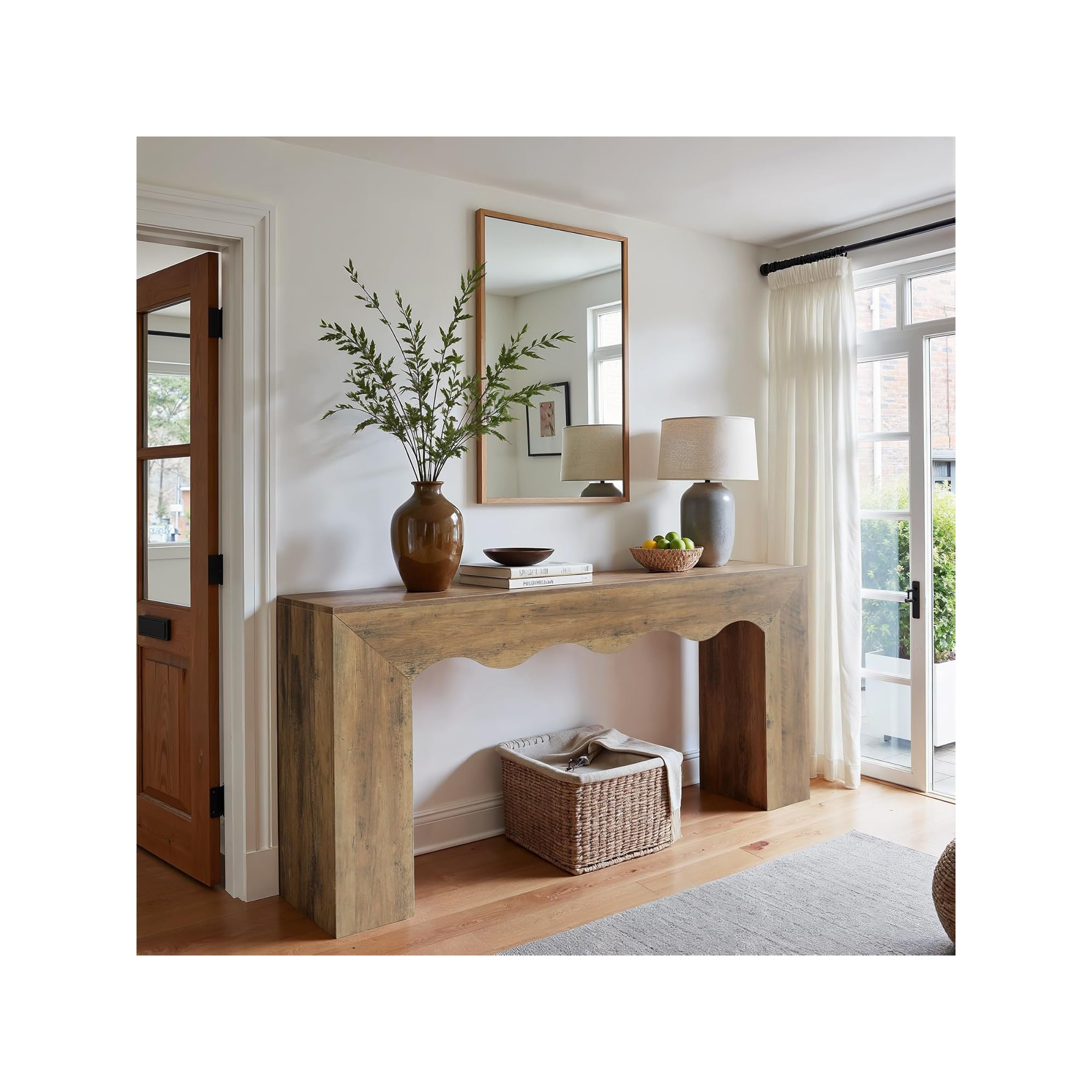 Lantine 63-Inch Farmhouse Console Table, Wooden Sofa Table with Storage, Narrow Long Entryway Stand for Hallway and Living Room
