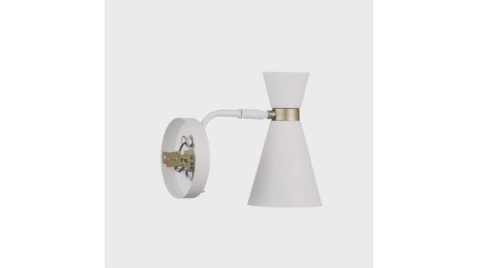 1-Light White Wall Sconce with Matte Brass Accents - Globe Electric, 2 of 10, play video