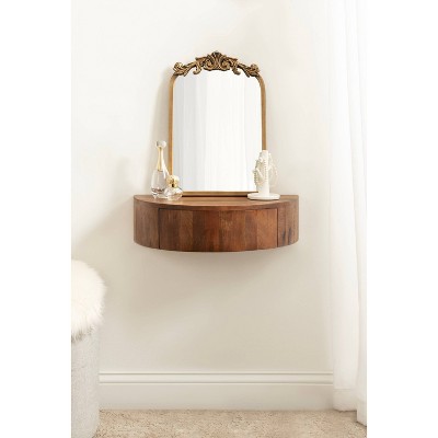 Walnut Brown Mango Wood Floating Side Table with Drawer