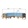 Christopher Knight Home Brava Outdoor Acacia Wood 5 Seater Sectional Sofa Set with Cushions - 3 of 4