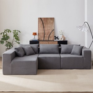 104-Inch Corduroy L-Shaped Sectional: Luxury 4-Piece Modular Sofa, Foam-Filled - Ideal for Living Room and Bedroom - 1 of 4