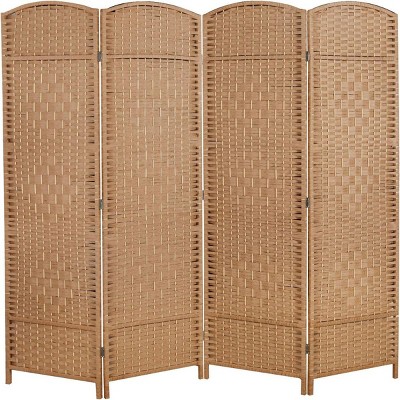 Sevobal Partitions and Room Dividers 4-Panel Wood Foldable Design Folding Privacy Screens for Office and Living, Brown, 71.10"*0.80"*70.90"