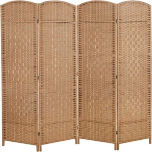 Sevobal Partitions and Room Dividers 4-Panel Wood Foldable Design Folding Privacy Screens for Office and Living, Brown, 71.10"*0.80"*70.90" - 1 of 4