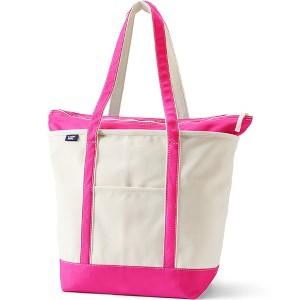 Lands' End Zip Top Long Handle Canvas Tote Bag - 1 of 4