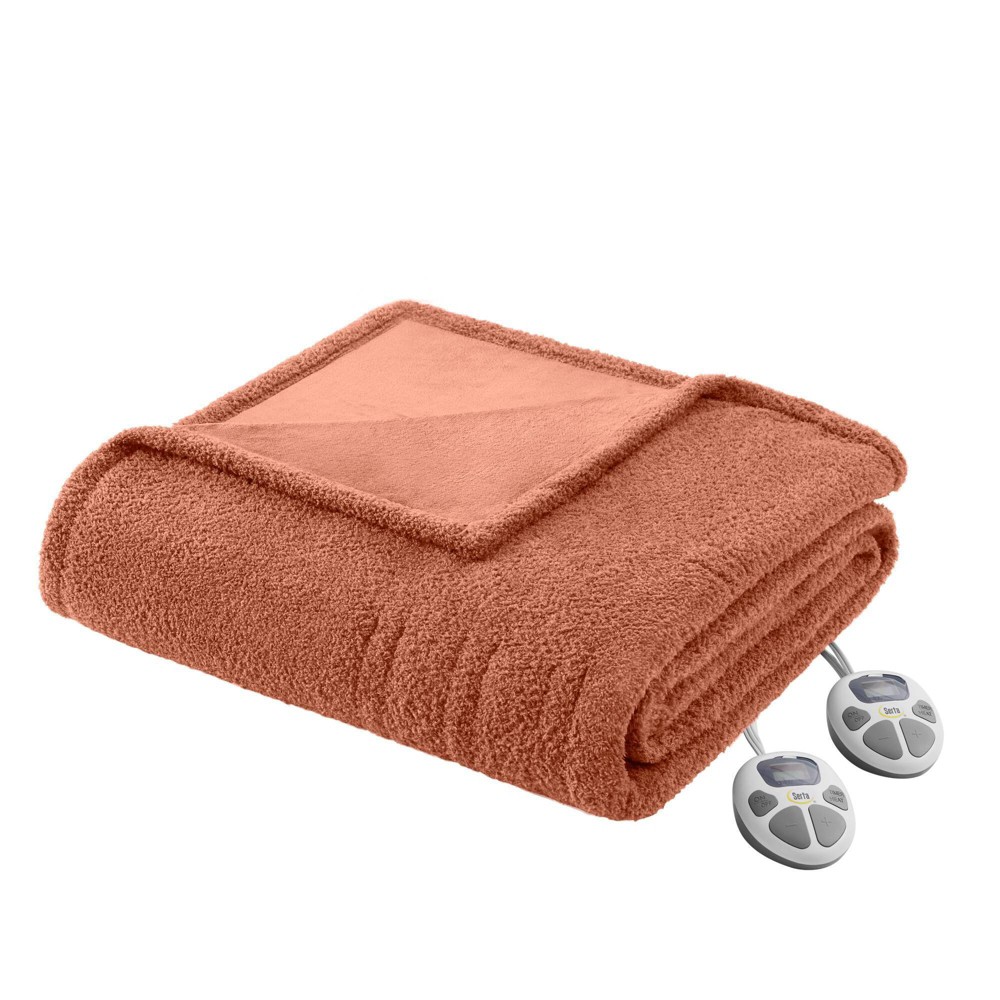 Photos - Duvet Serta Queen Dream Soft Heated Blanket Rust 