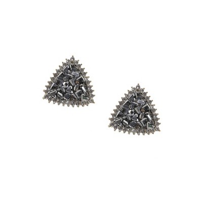 SOHI Women's Crystal Silver Crystal Cluster Triangle Stud Earrings