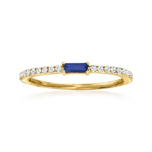Pure Collection by Ross-Simons 0.10 Carat Sapphire and .19 ct. t.w. Diamond Ring in 14kt Yellow Gold - 1 of 4