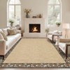 Modern Bordered Living Room Rugs, Washable Soft Floral Bedroom Rugs Non Slip, Farmhouse Solid Home Decor Carpet - 3 of 4