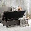 GDFStudio Contemporary Faux Leather Tufted Storage Ottoman Bench, Chocolate Brown - 3 of 4