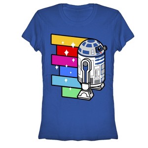 Juniors Womens Star Wars R2-D2 Rainbow Roll T-Shirt - 1 of 3