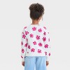 Girls' Floral Valentine's Day Fleece Crew Neck Pullover Sweatshirt - Cat & Jack™ Cream - 2 of 3