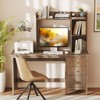 Tangkula Desktop Bookshelf 3-Tier Multipurpose Countertop Hutch Bookshelf for 27 Inch Monitor w/ 3 Upper Shelves & 2 Side Compartments White/Natural - 3 of 4