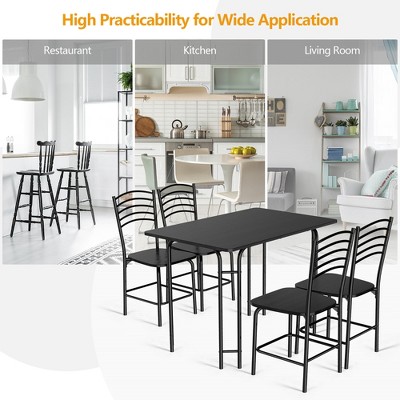 Black Steel Frame 5-Piece Modern Dining Set