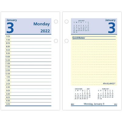 AT-A-GLANCE 2022 6" x 3.5" Daily Calendar Refill QuickNotes White E517-50-22